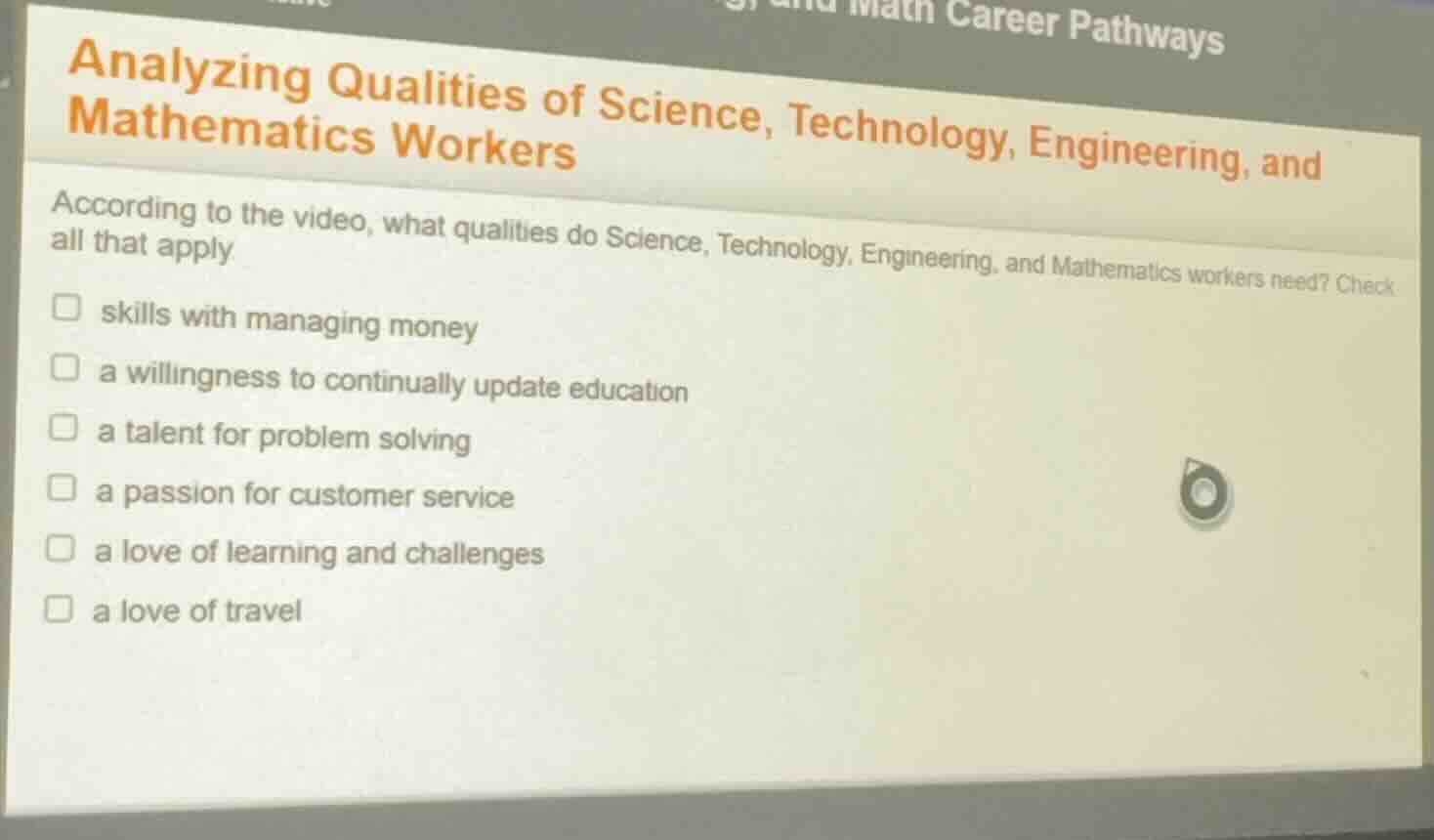 analyzing qualities of science, technology, engineering, and mathematic…