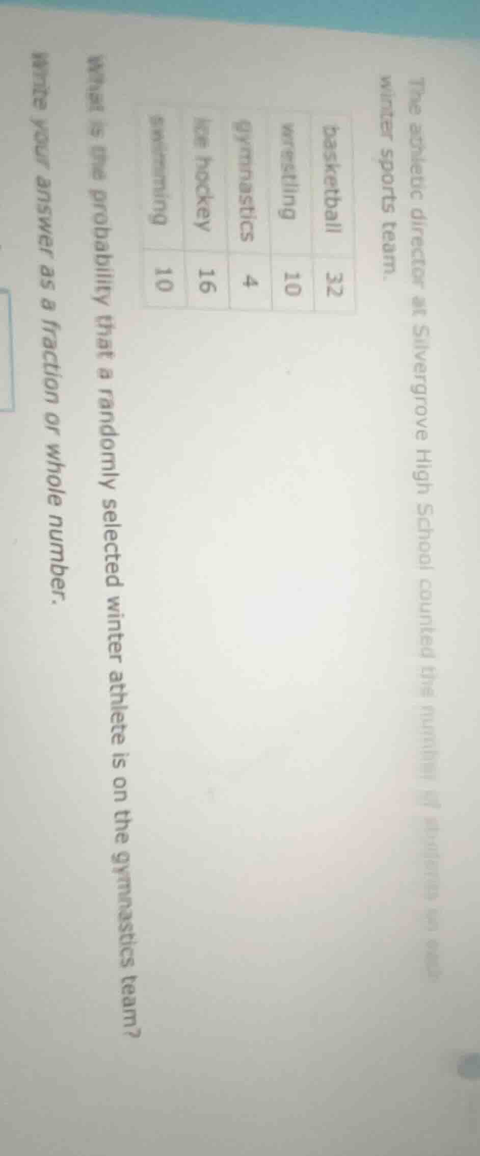 the athletic director at silvergrove high school counted the number of …