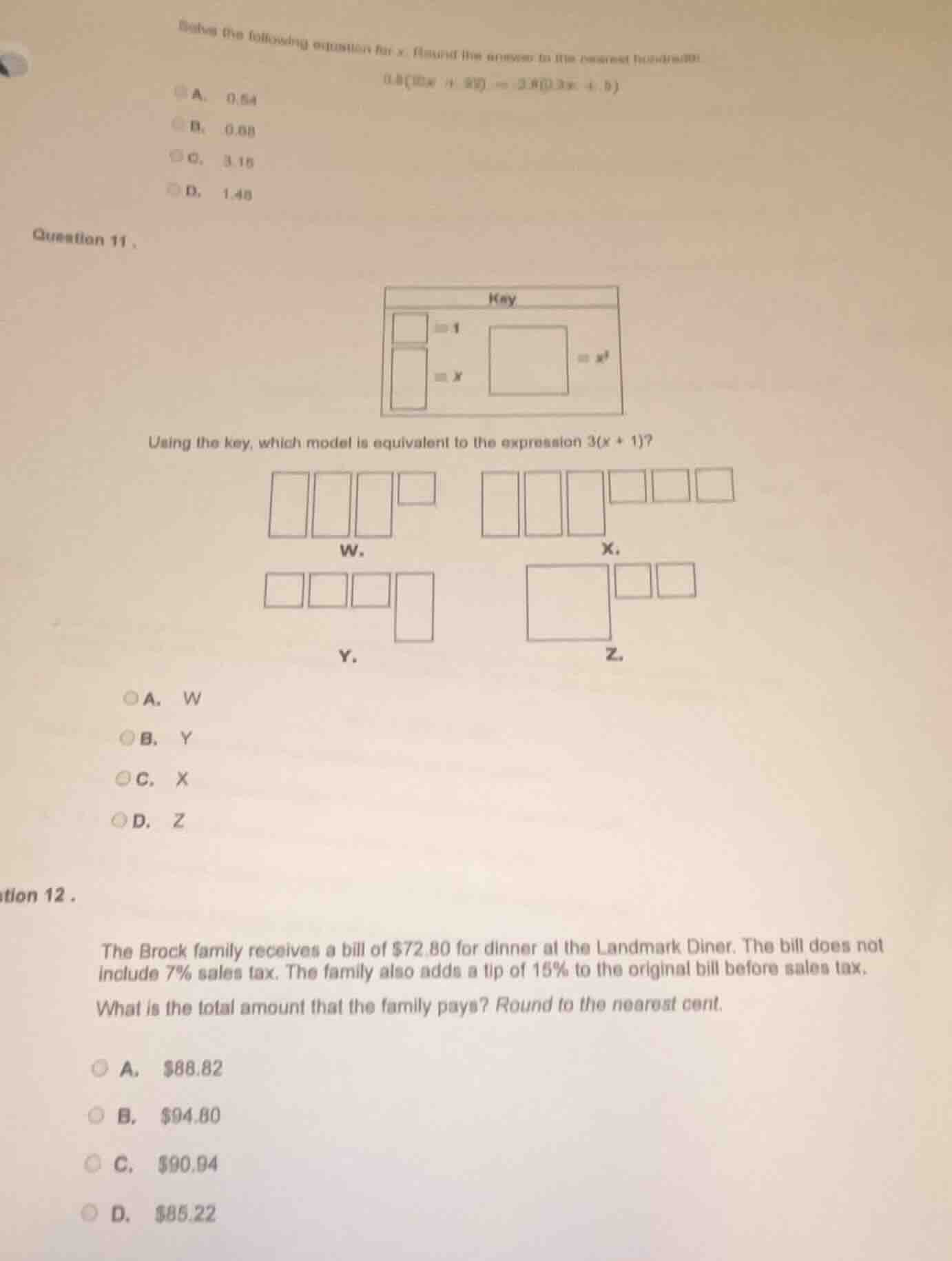 solve the following equation for x. round the answer to the nearest hun…