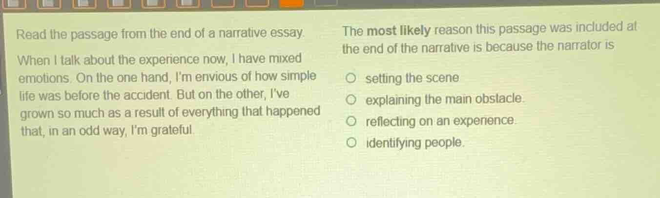 read the passage from the end of a narrative essay. when i talk about t…