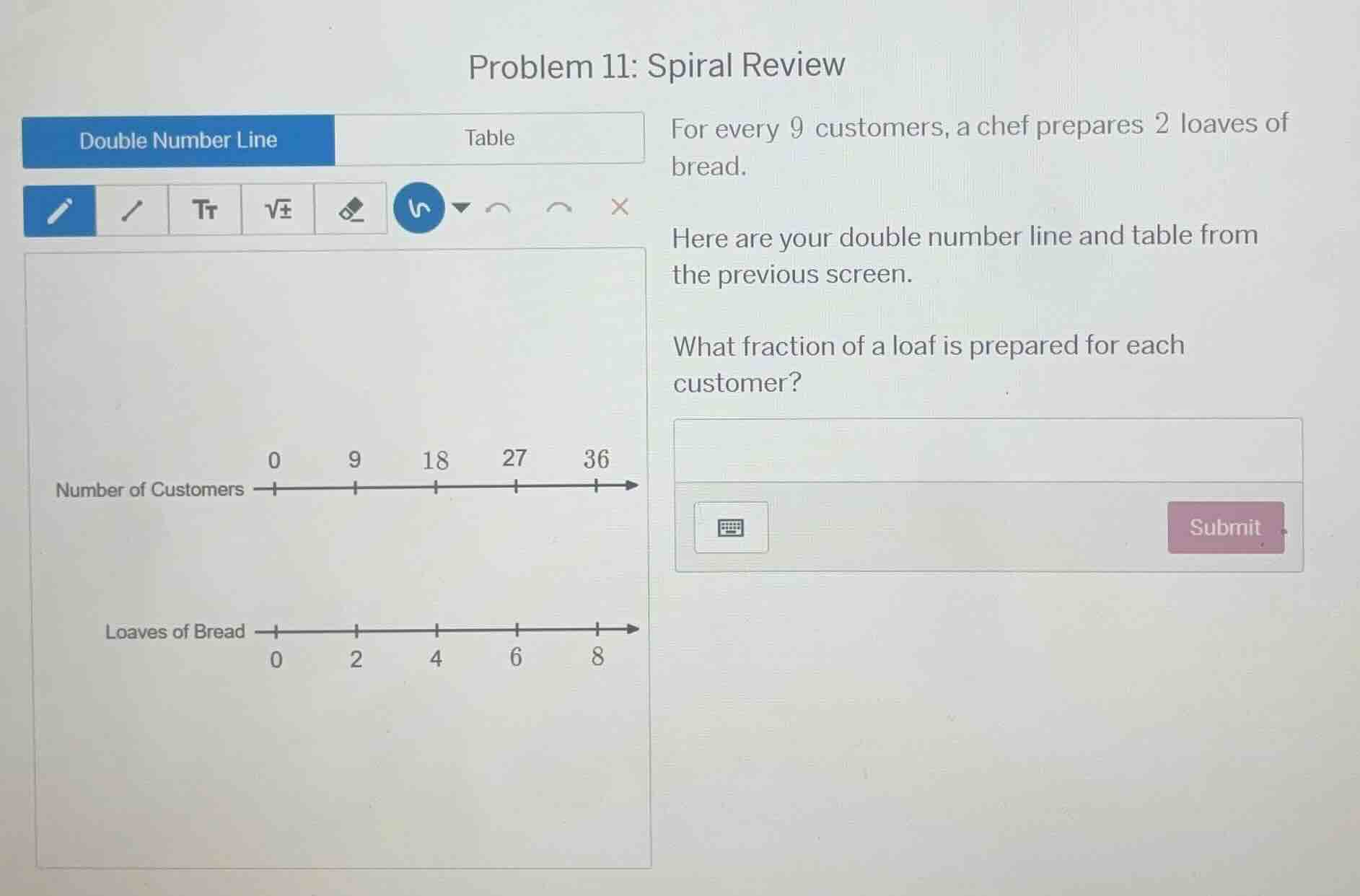 problem 11: spiral review double number line table for every 9 customer…