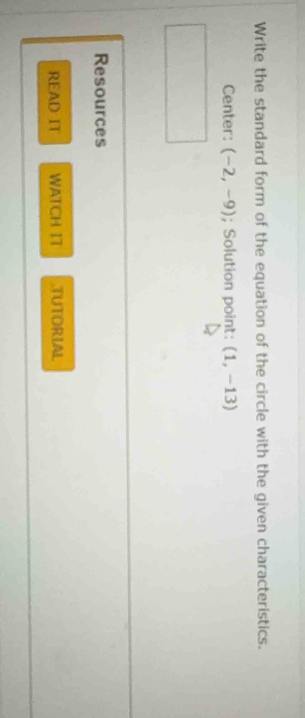 write the standard form of the equation of the circle with the given ch…