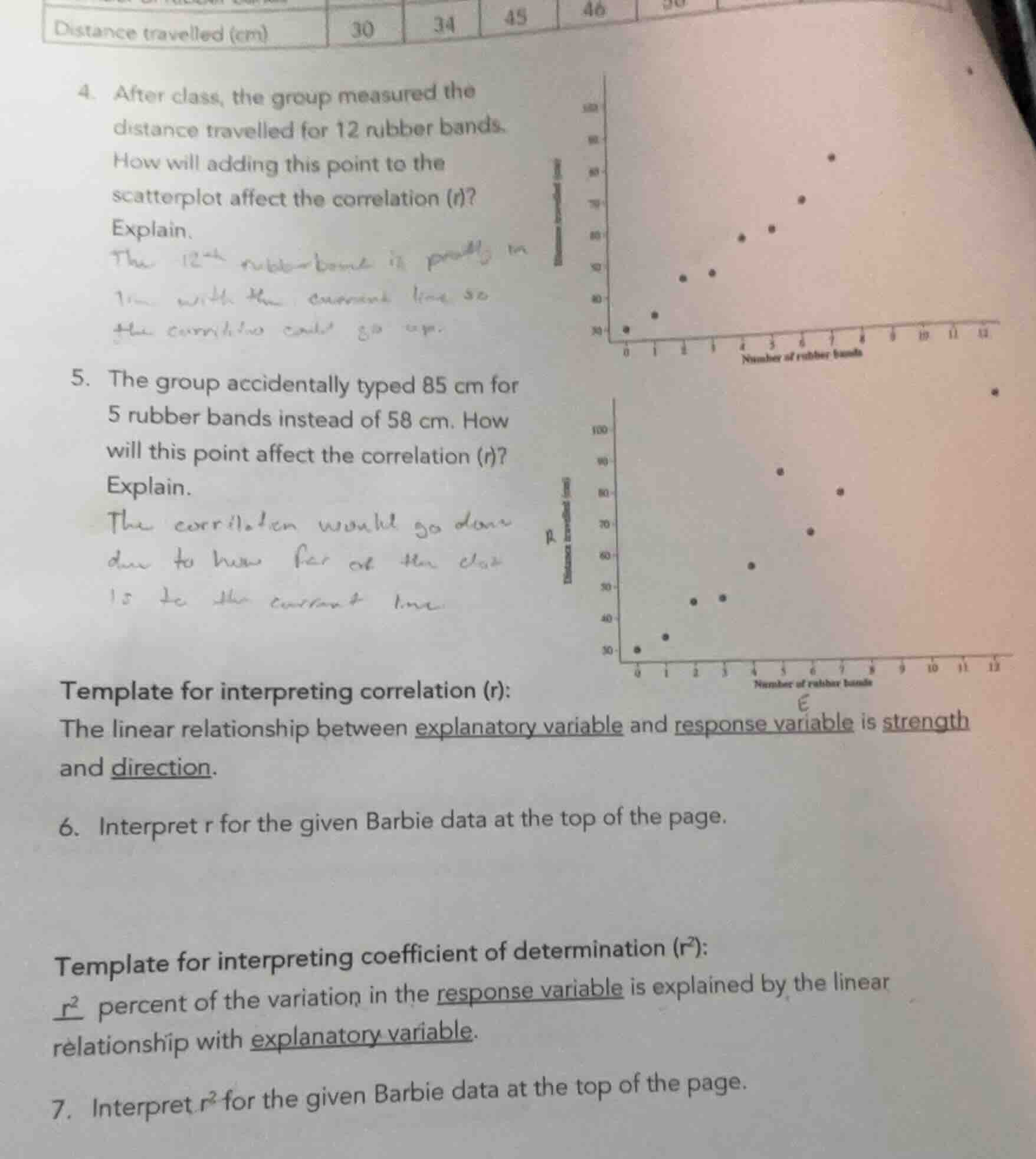 distance travelled (cm) 30 34 45 46 4. after class, the group measured …