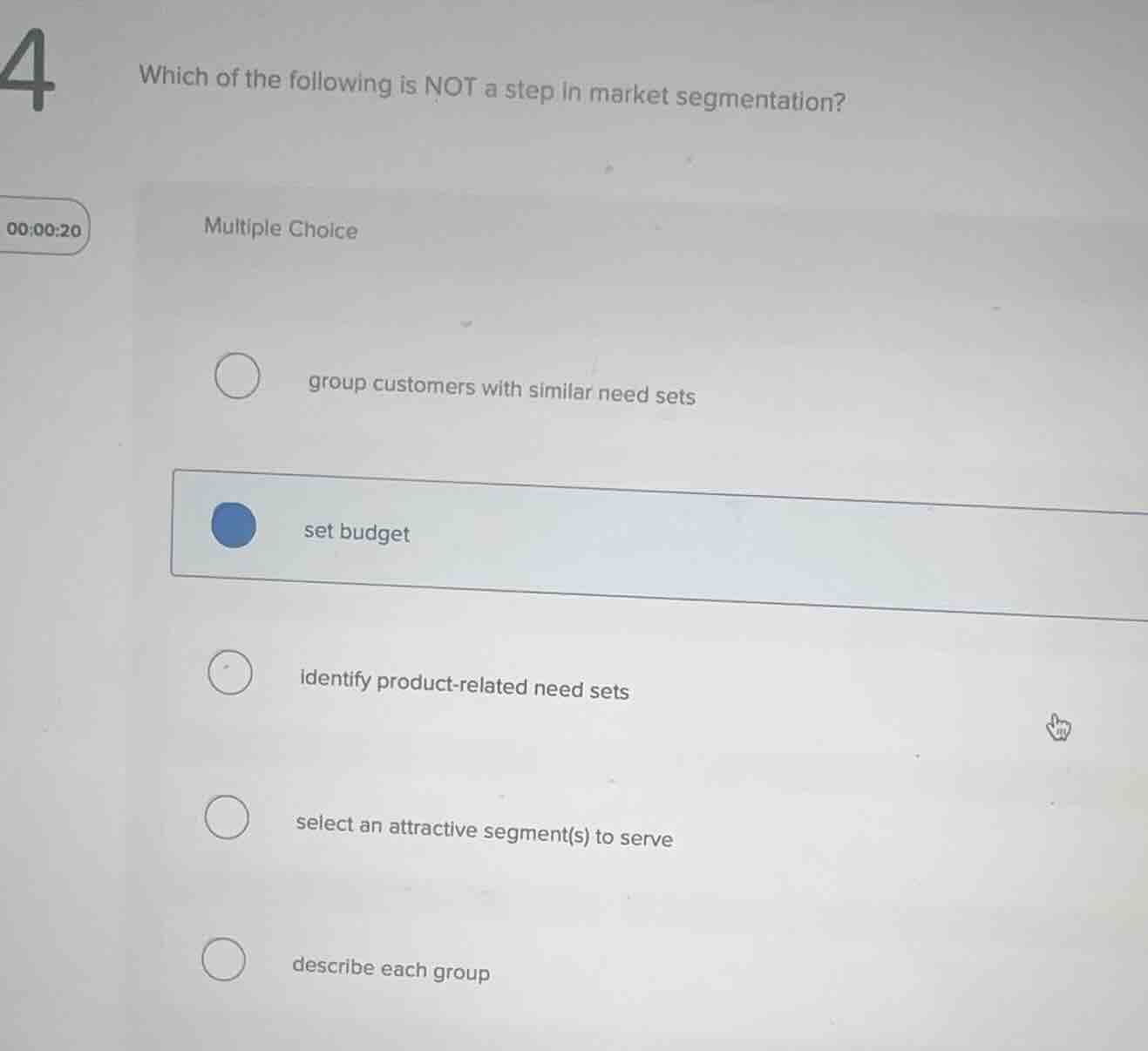 which of the following is not a step in market segmentation? multiple c…