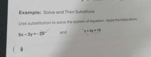 example: solve and then substitute use substitution to solve the system…