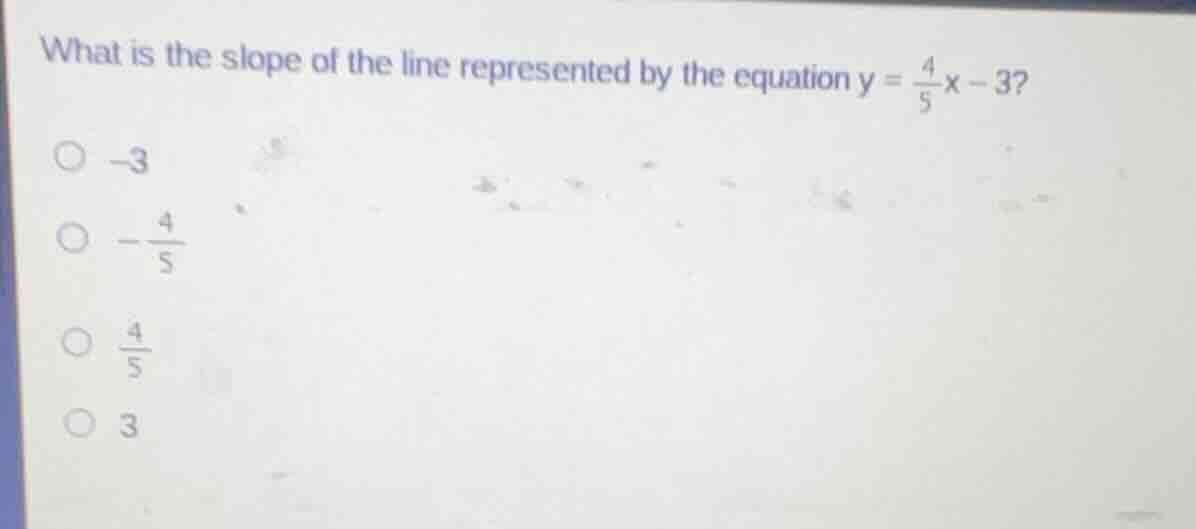 what is the slope of the line represented by the equation $y = \\frac{4…