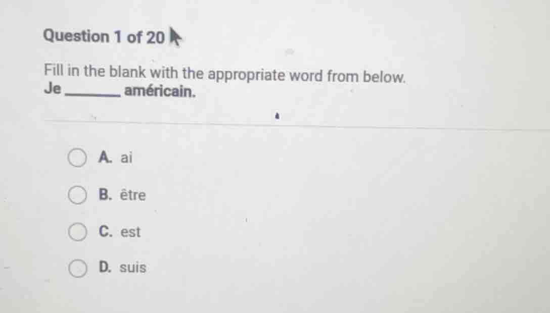 question 1 of 20 fill in the blank with the appropriate word from below…