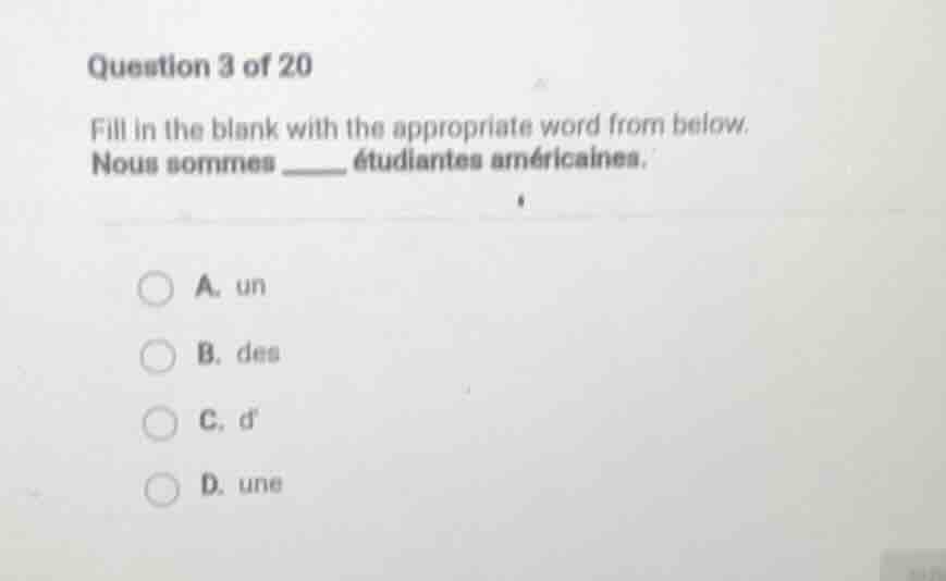 question 3 of 20 fill in the blank with the appropriate word from below…