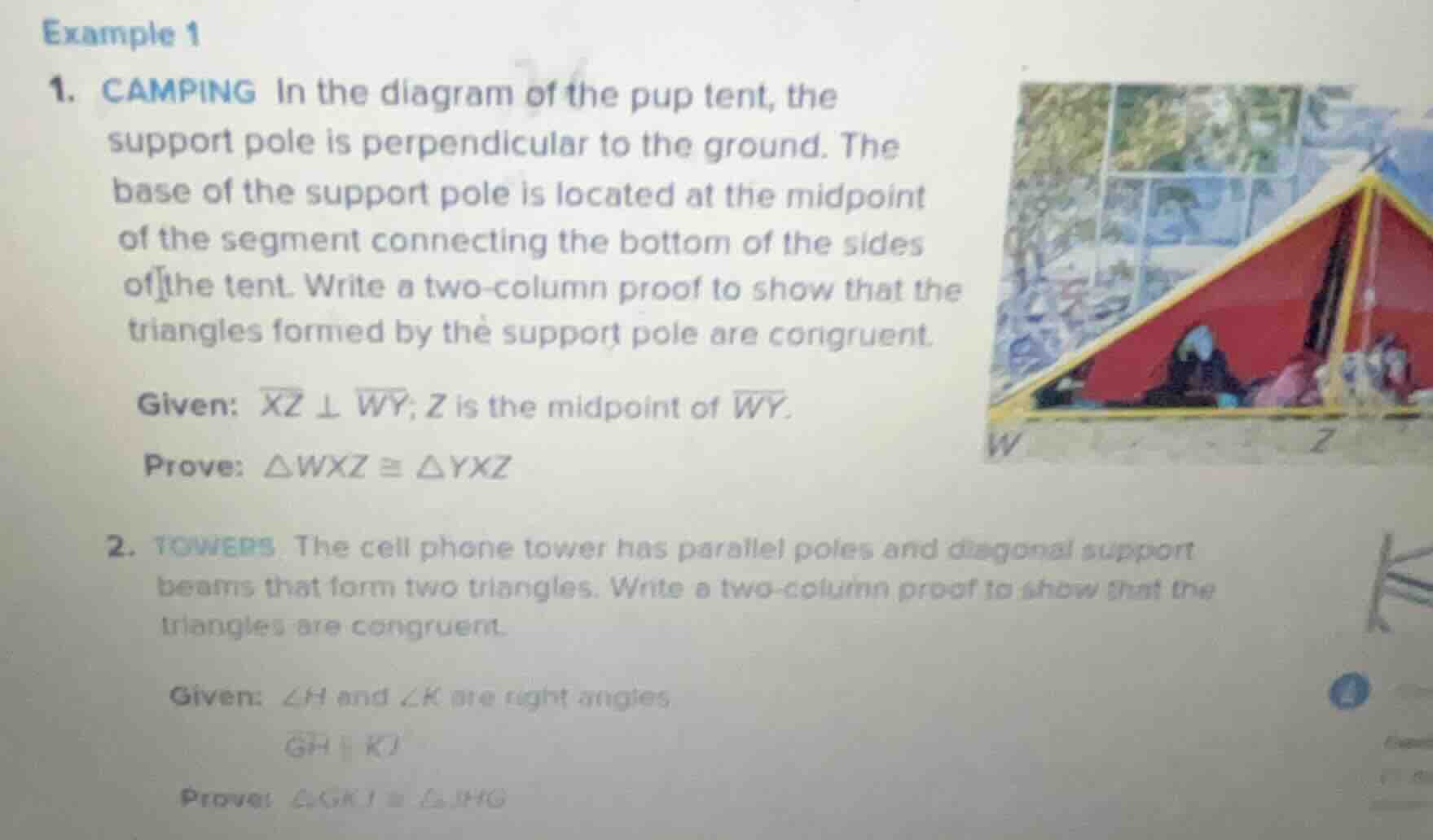 example 1 1. camping in the diagram of the pup tent, the support pole i…
