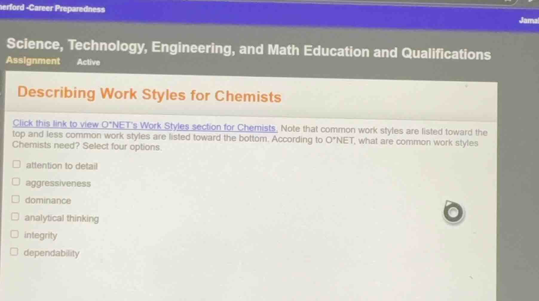 describing work styles for chemists click this link to view o*net’s wor…