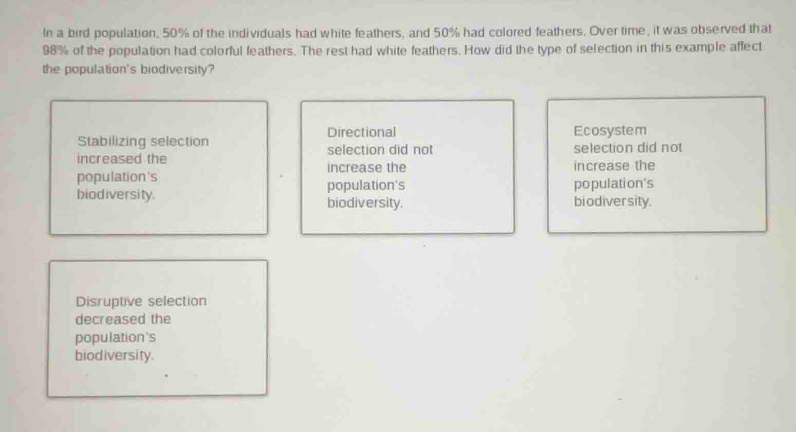 in a bird population, 50% of the individuals had white feathers, and 50…
