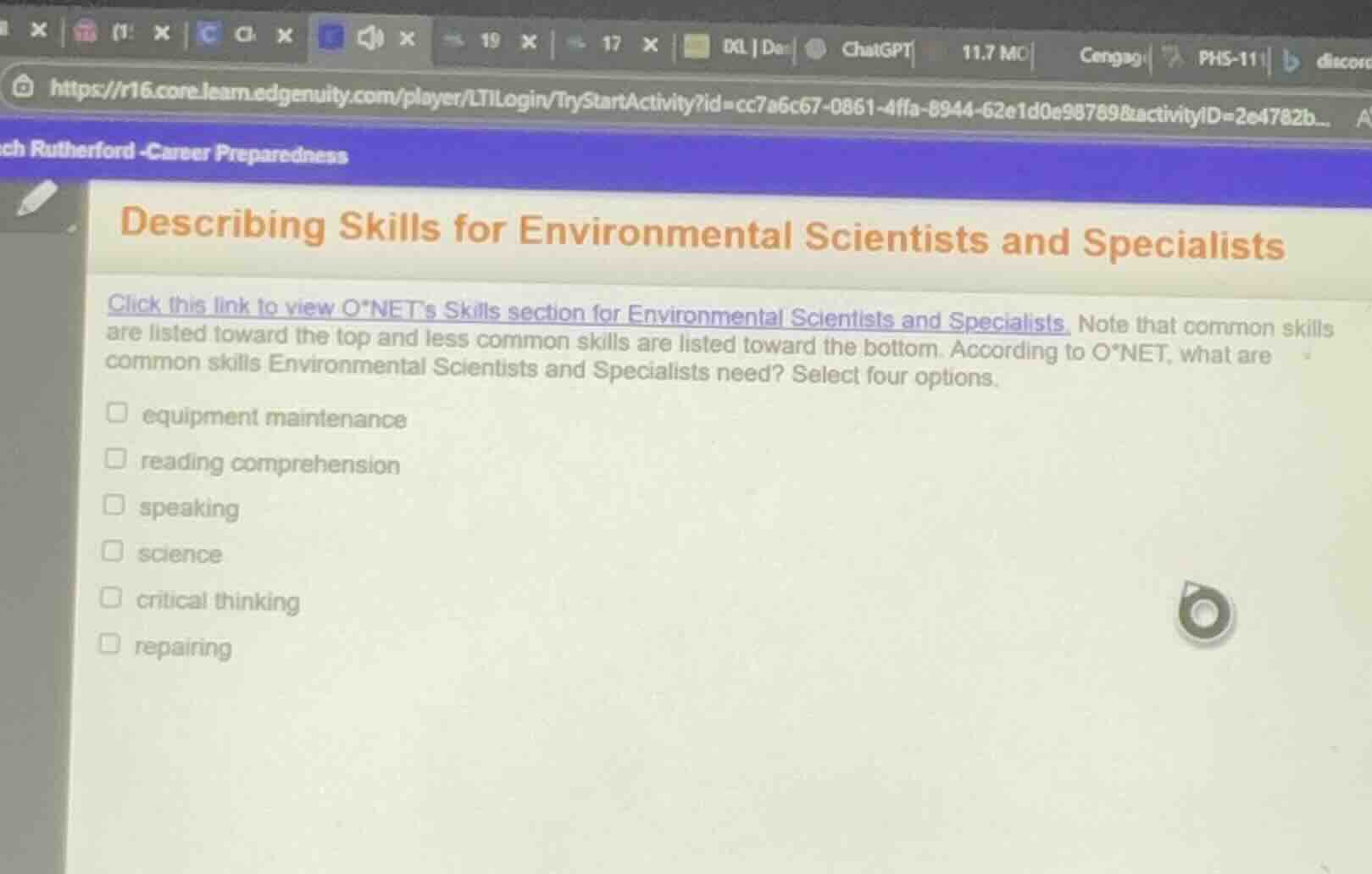 describing skills for environmental scientists and specialists click th…
