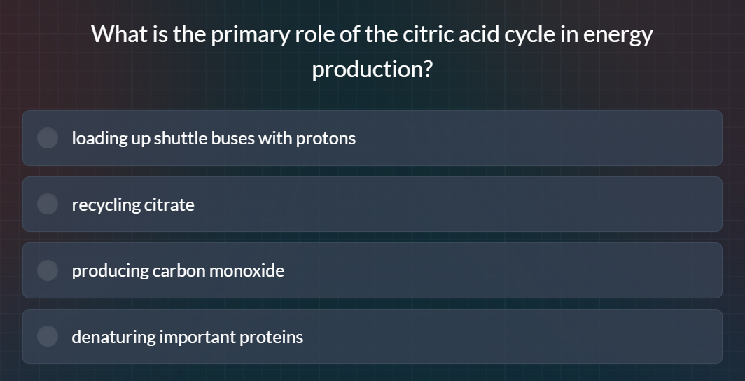 what is the primary role of the citric acid cycle in energy production?…
