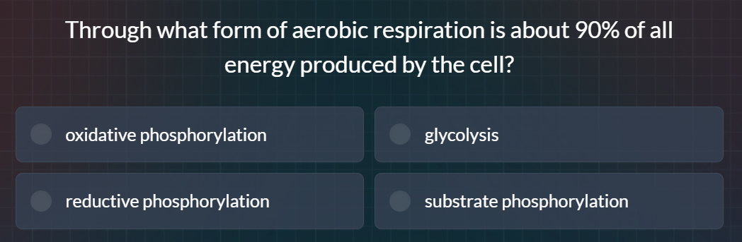 through what form of aerobic respiration is about 90% of all energy pro…