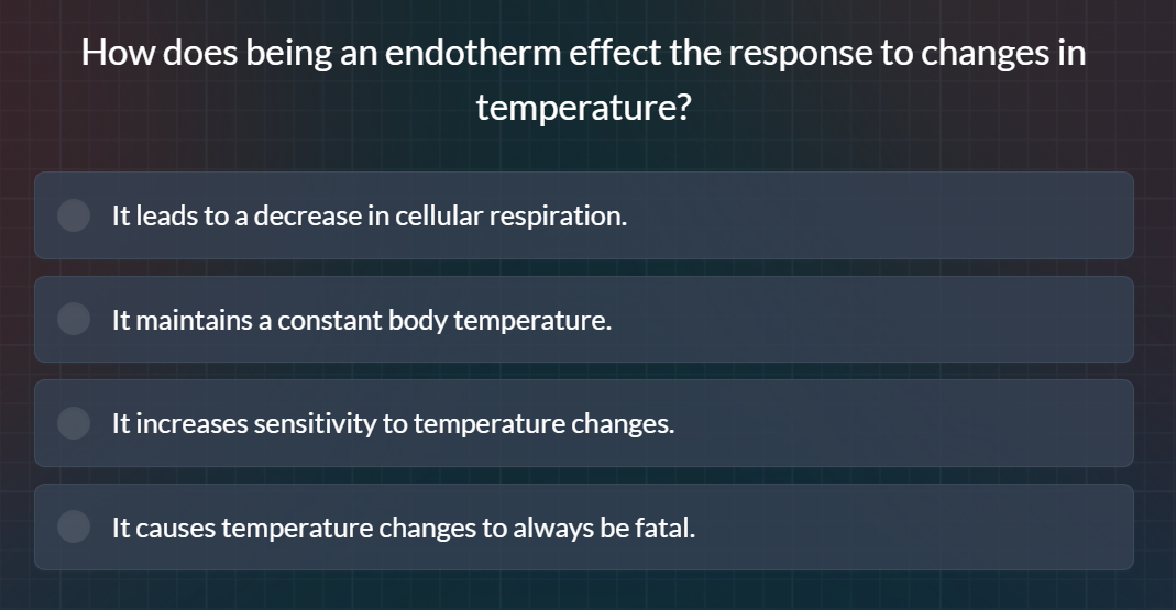 how does being an endotherm effect the response to changes in temperatu…