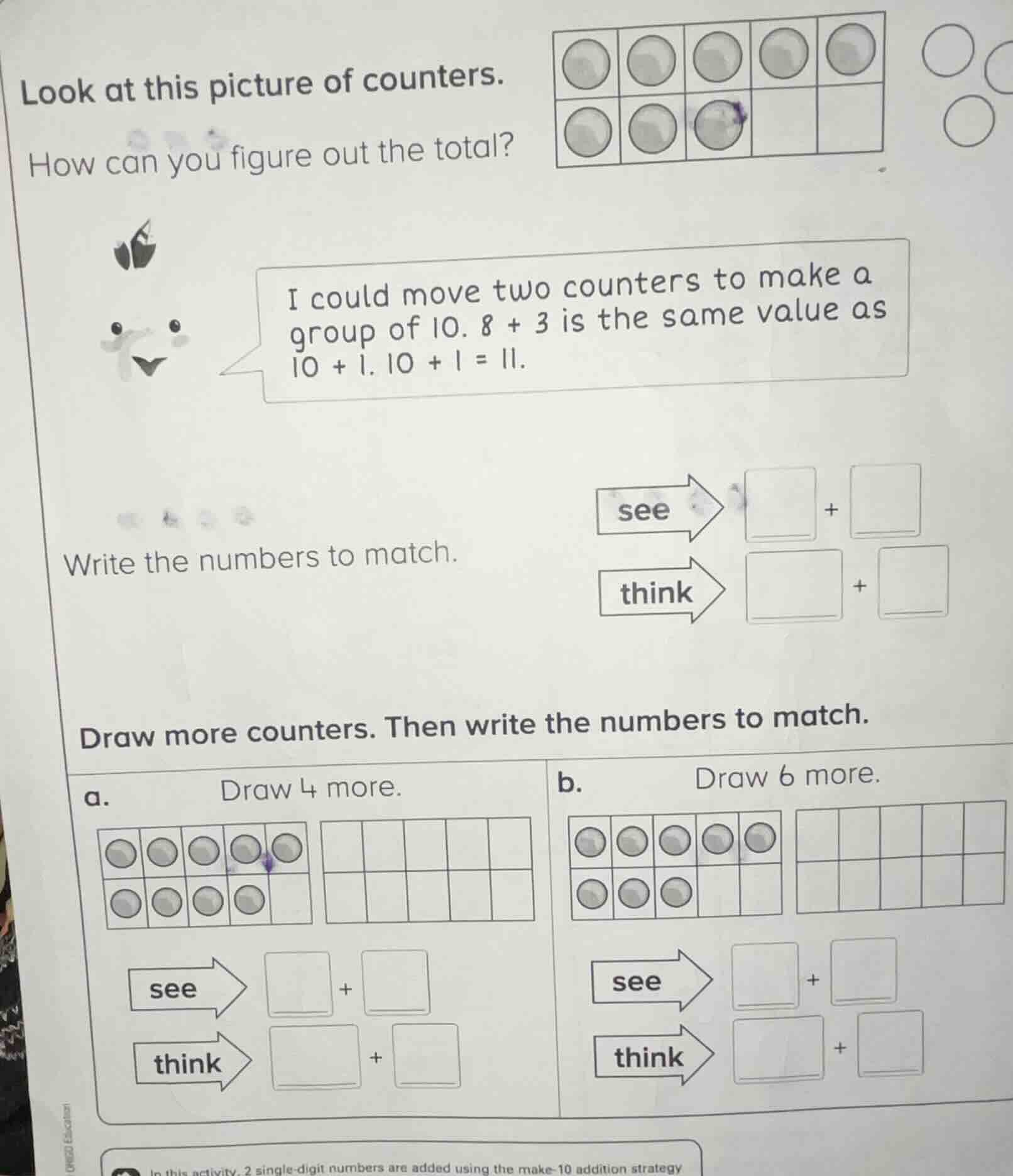look at this picture of counters. how can you figure out the total? i c…