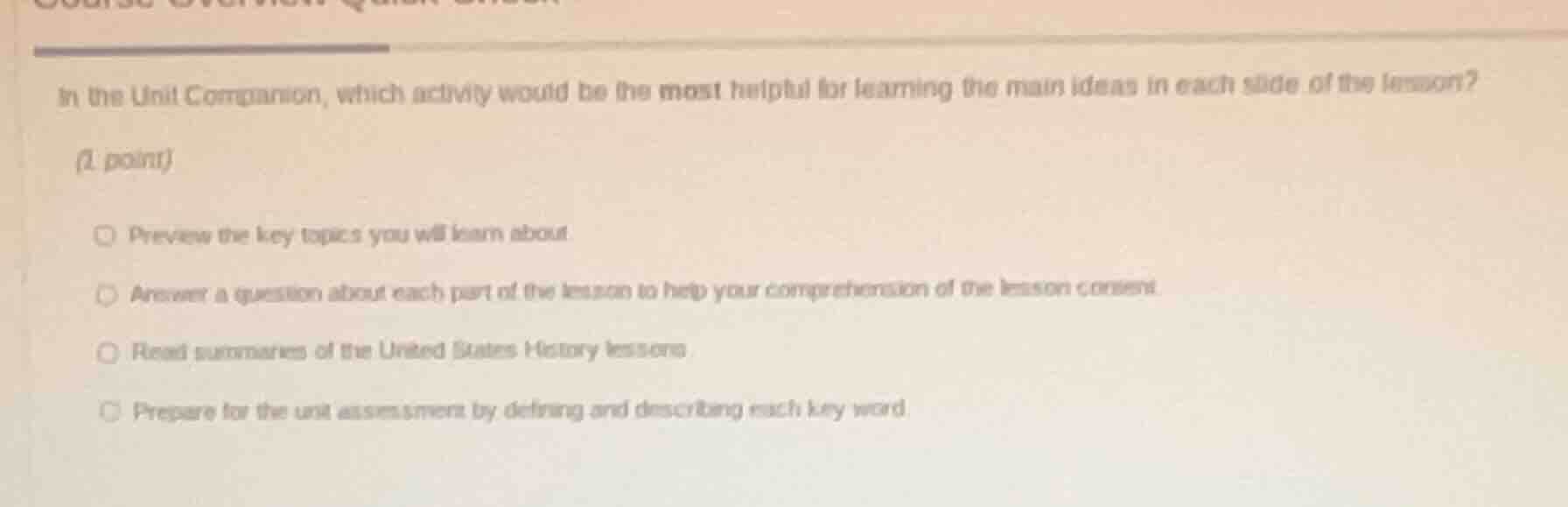 in the unit companion, which activity would be the most helpful for lea…