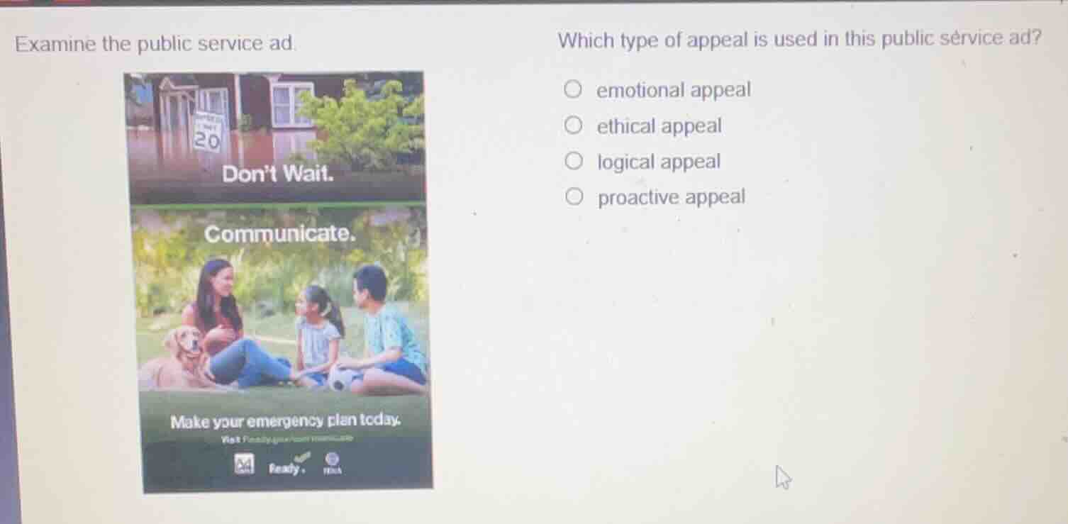 examine the public service ad. which type of appeal is used in this pub…