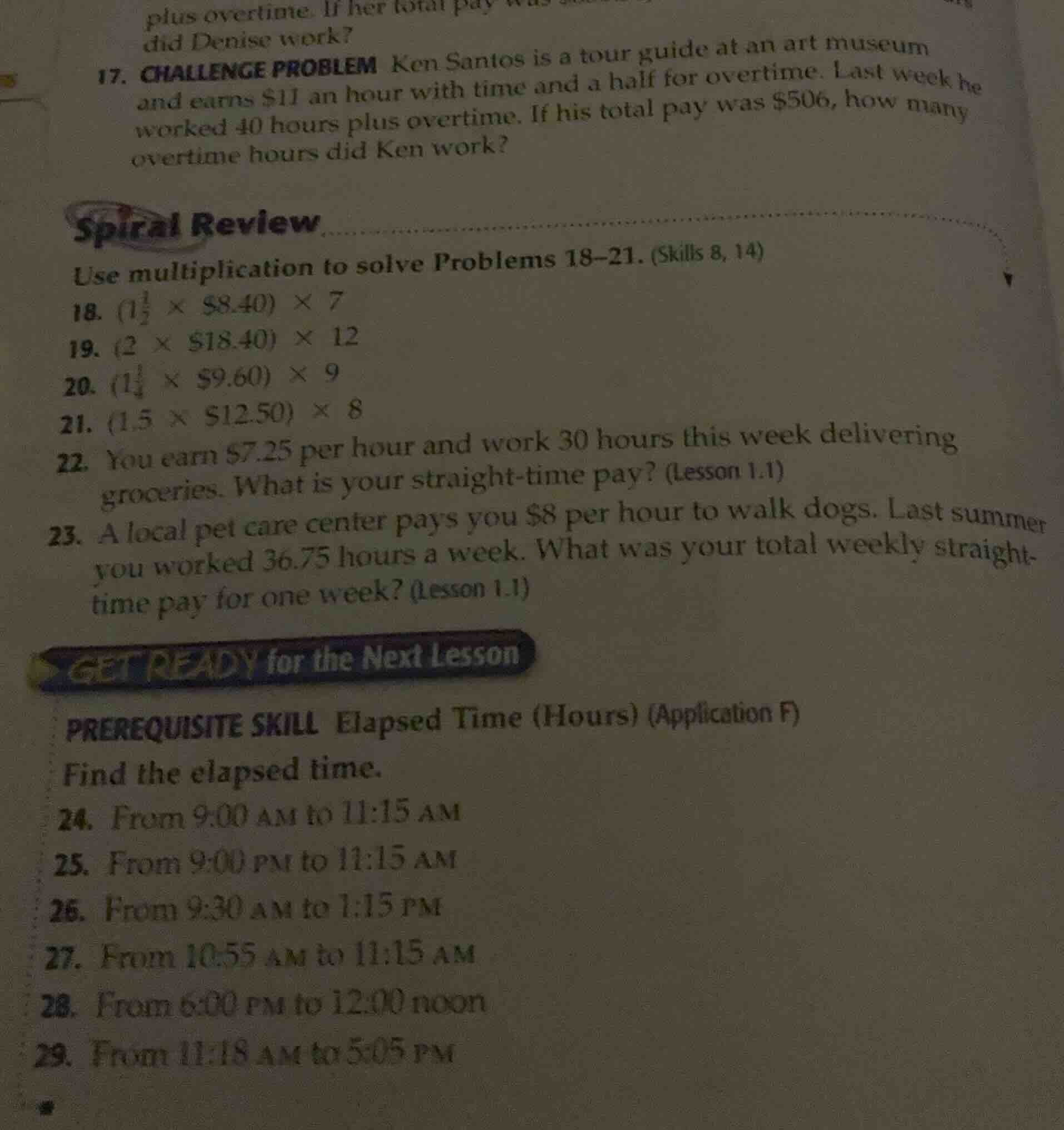 plus overtime. if her total pay was did denise work? 17. challenge prob…