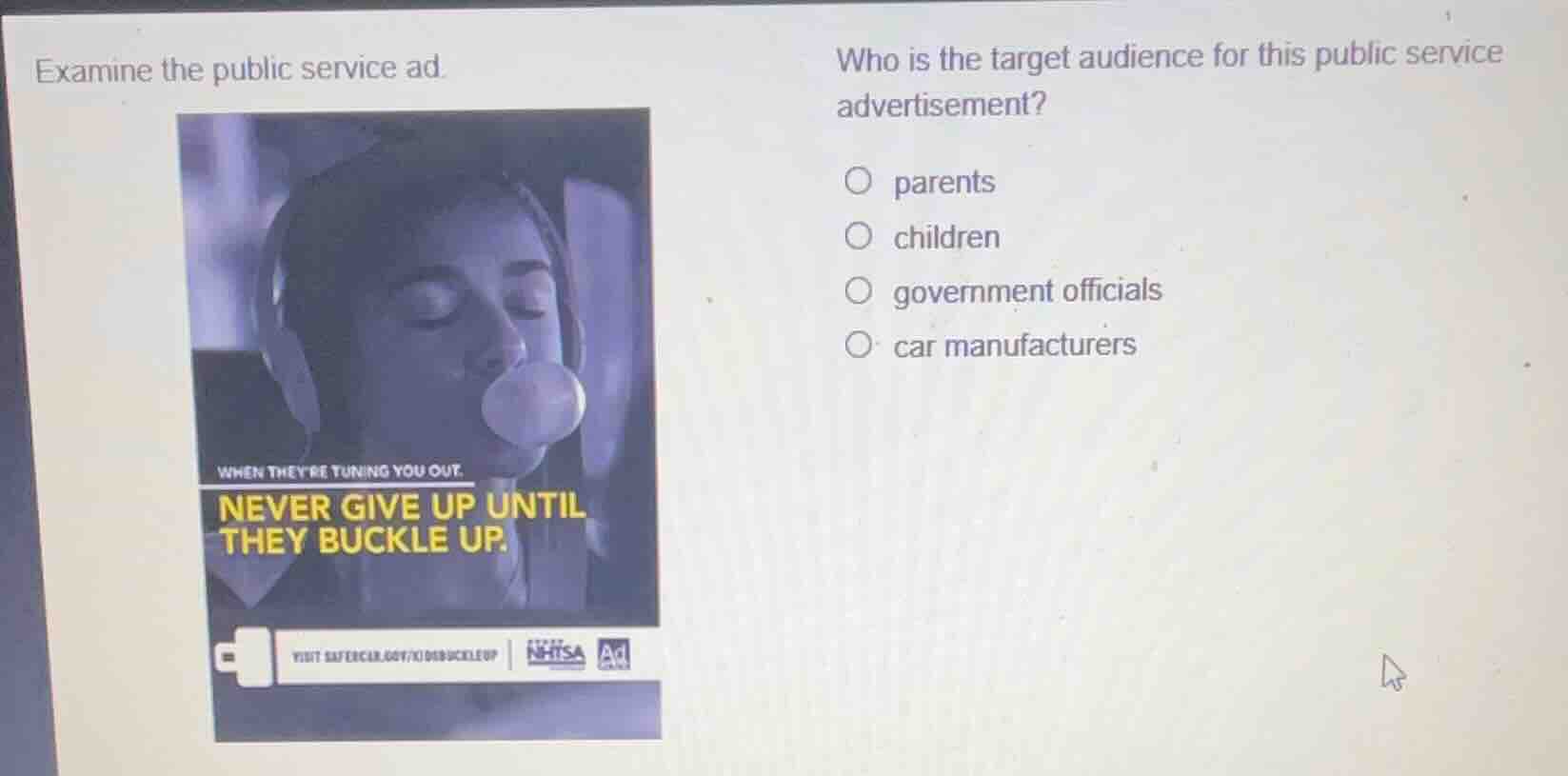 examine the public service ad. who is the target audience for this publ…