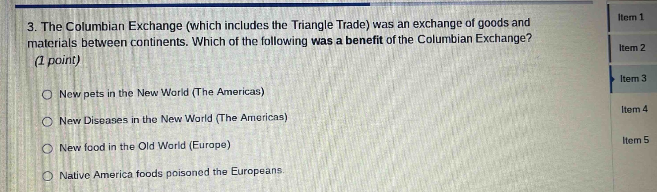 3. the columbian exchange (which includes the triangle trade) was an ex…
