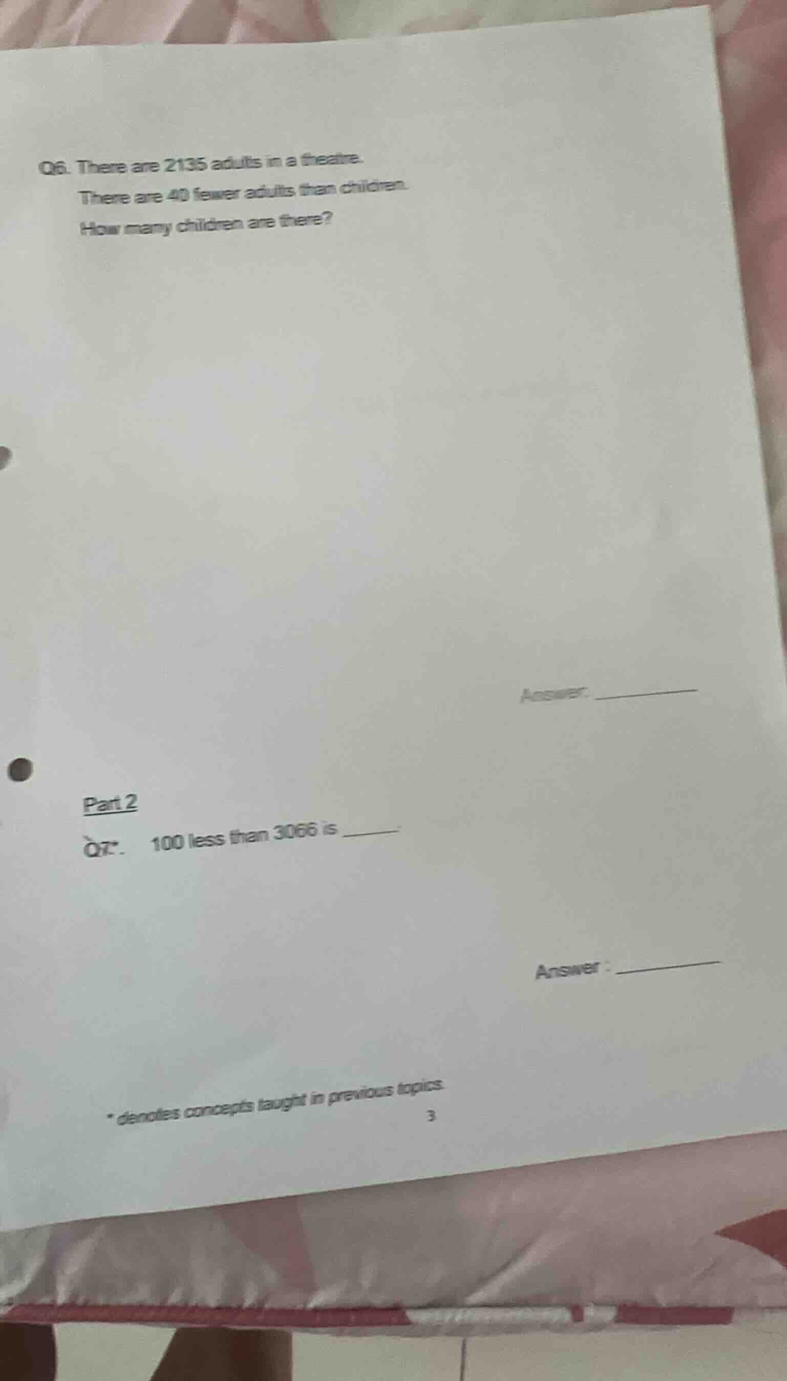 q6. there are 2135 adults in a theatre. there are 40 fewer adults than …