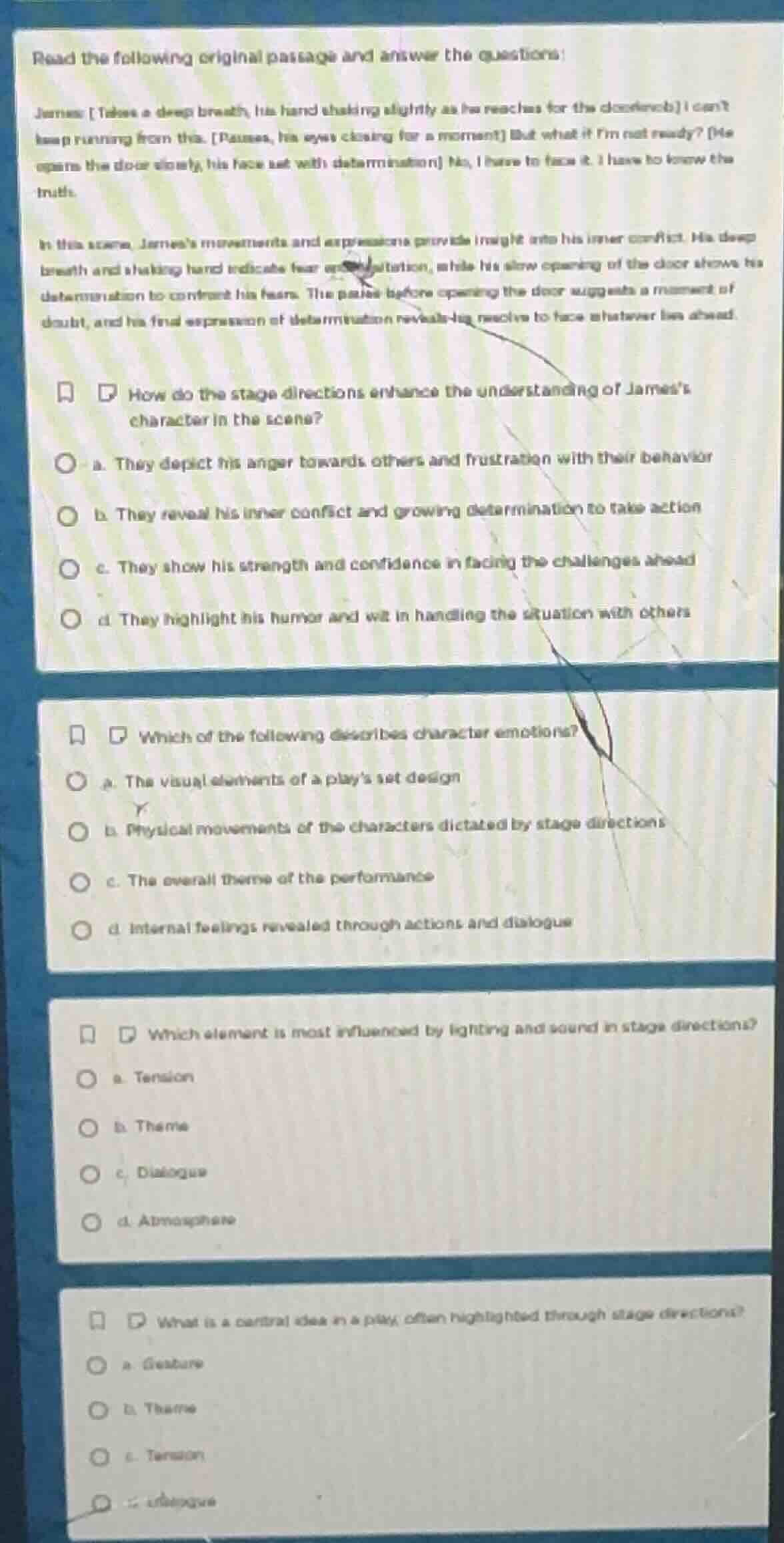 read the following original passage and answer the questions: james: ta…