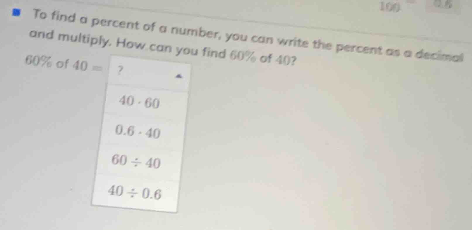 to find a percent of a number, you can write the percent as a decimal a…