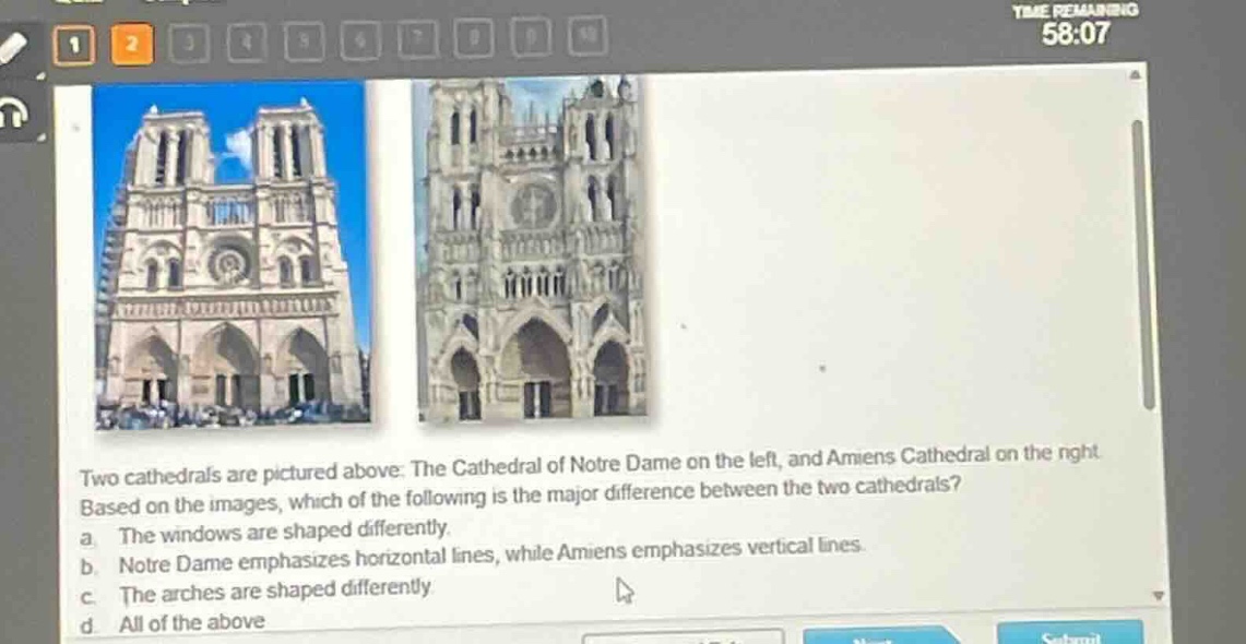 two cathedrals are pictured above. the cathedral of notre dame on the l…