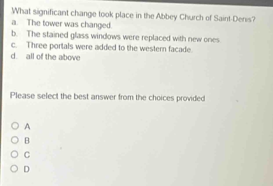 what significant change took place in the abbey church of saint-denis? …