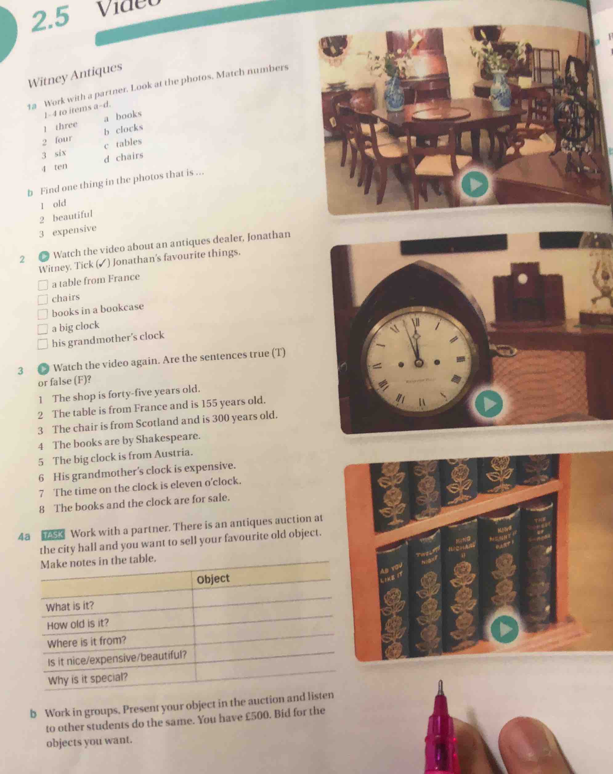 2.5 witney antiques 1a work with a partner. look at the photos. match n…