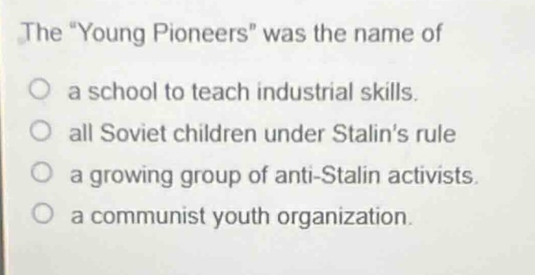the \young pioneers\ was the name of a school to teach industrial skill…