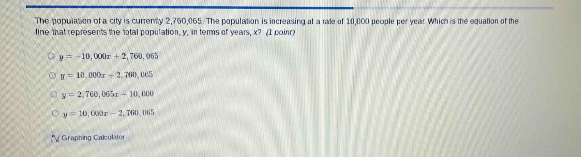 the population of a city is currently 2,760,065. the population is incr…