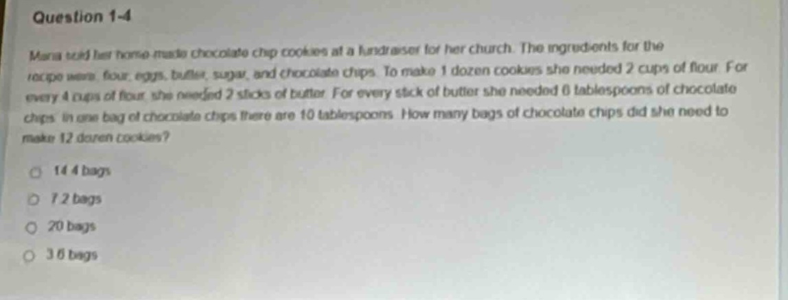 question 1-4 maria sold her home - made chocolate chip cookies at a fun…