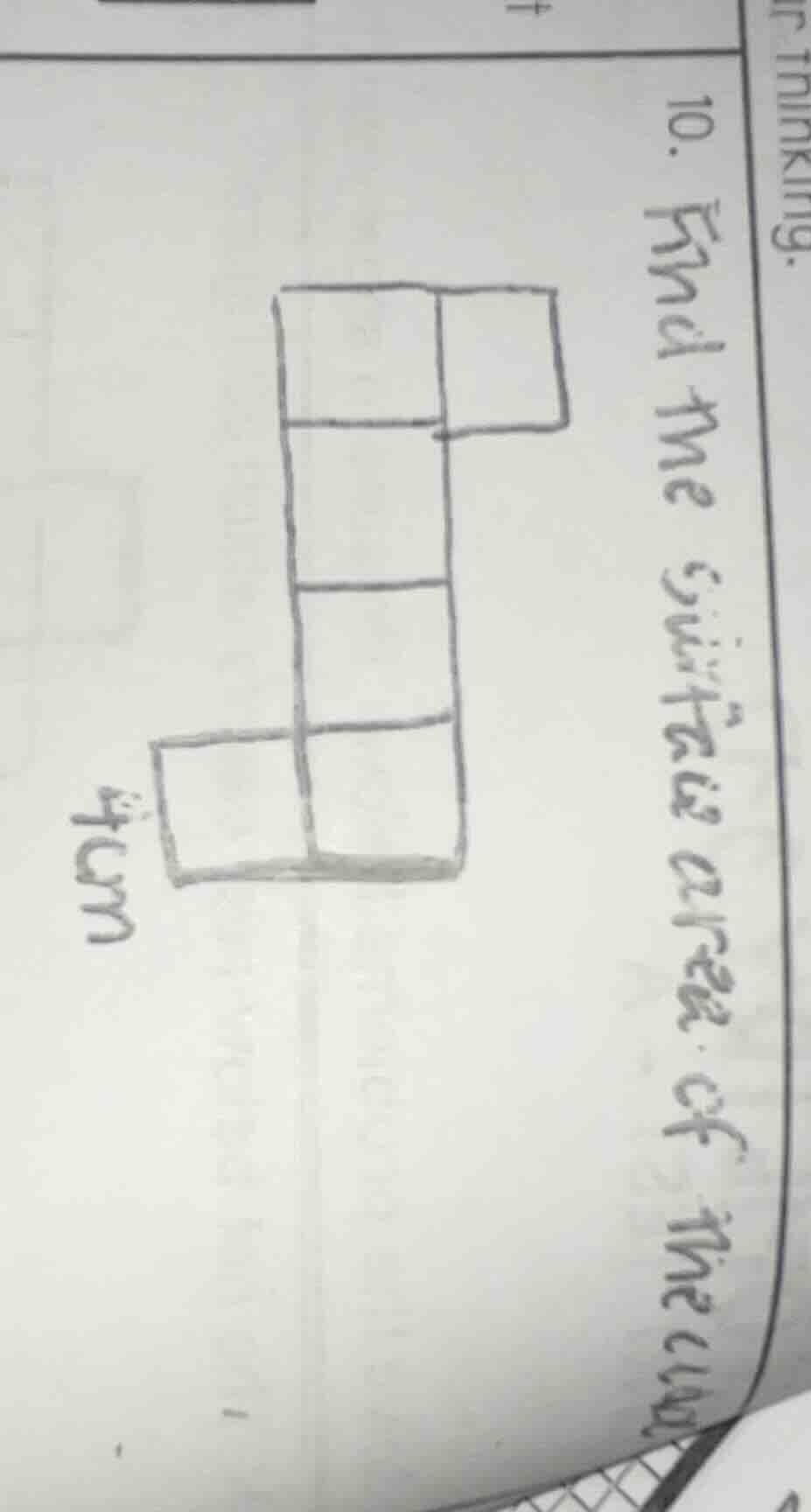 10. find the surface area of the cub... 4 cm