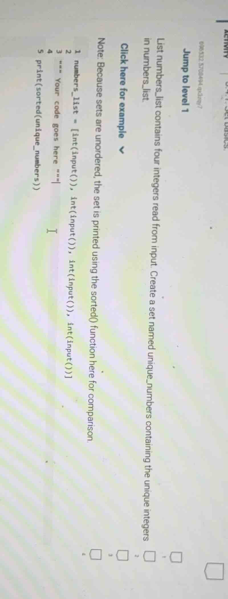 jump to level 1 list numbers_list contains four integers read from inpu…