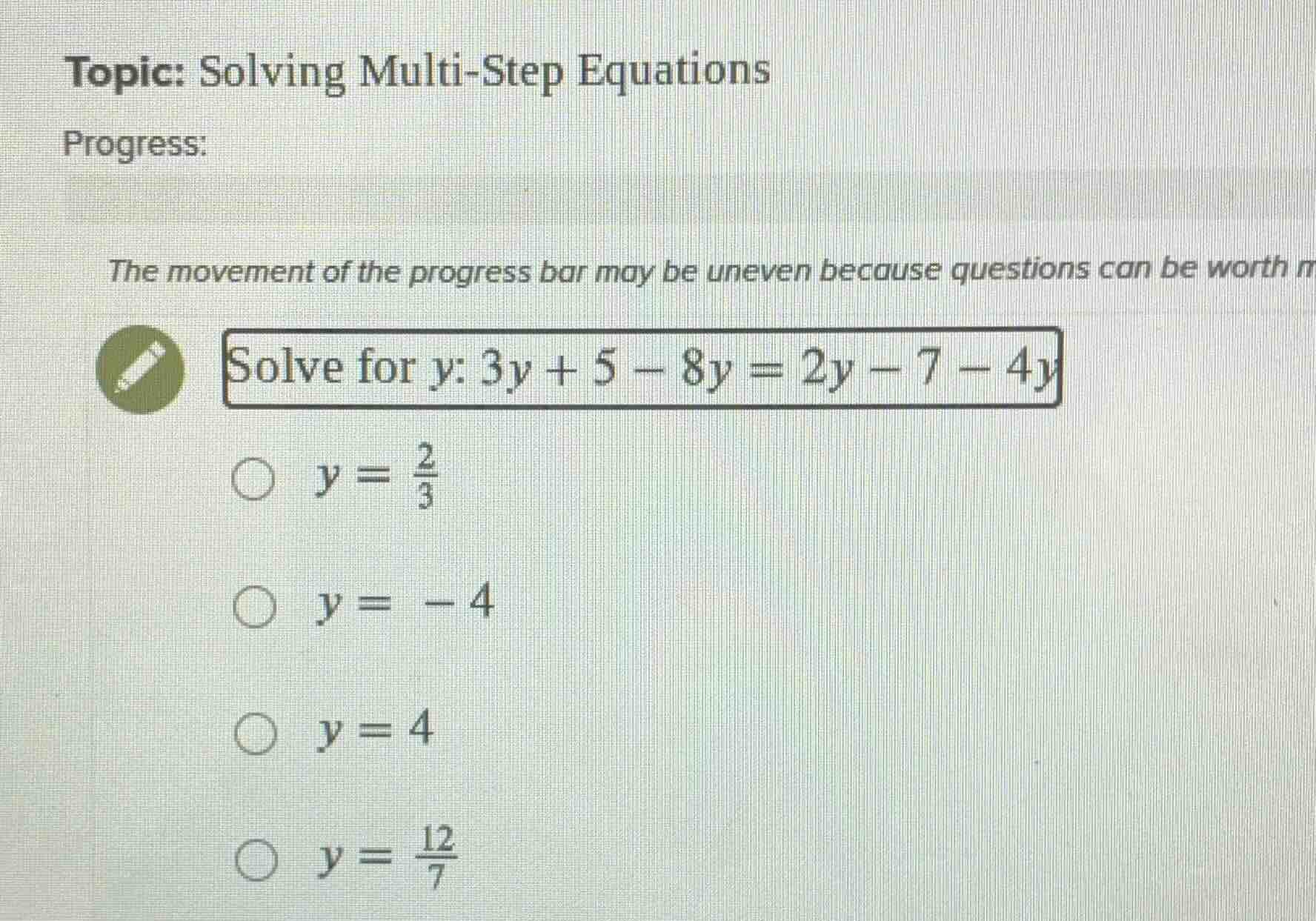 topic: solving multi-step equations progress: the movement of the progr…