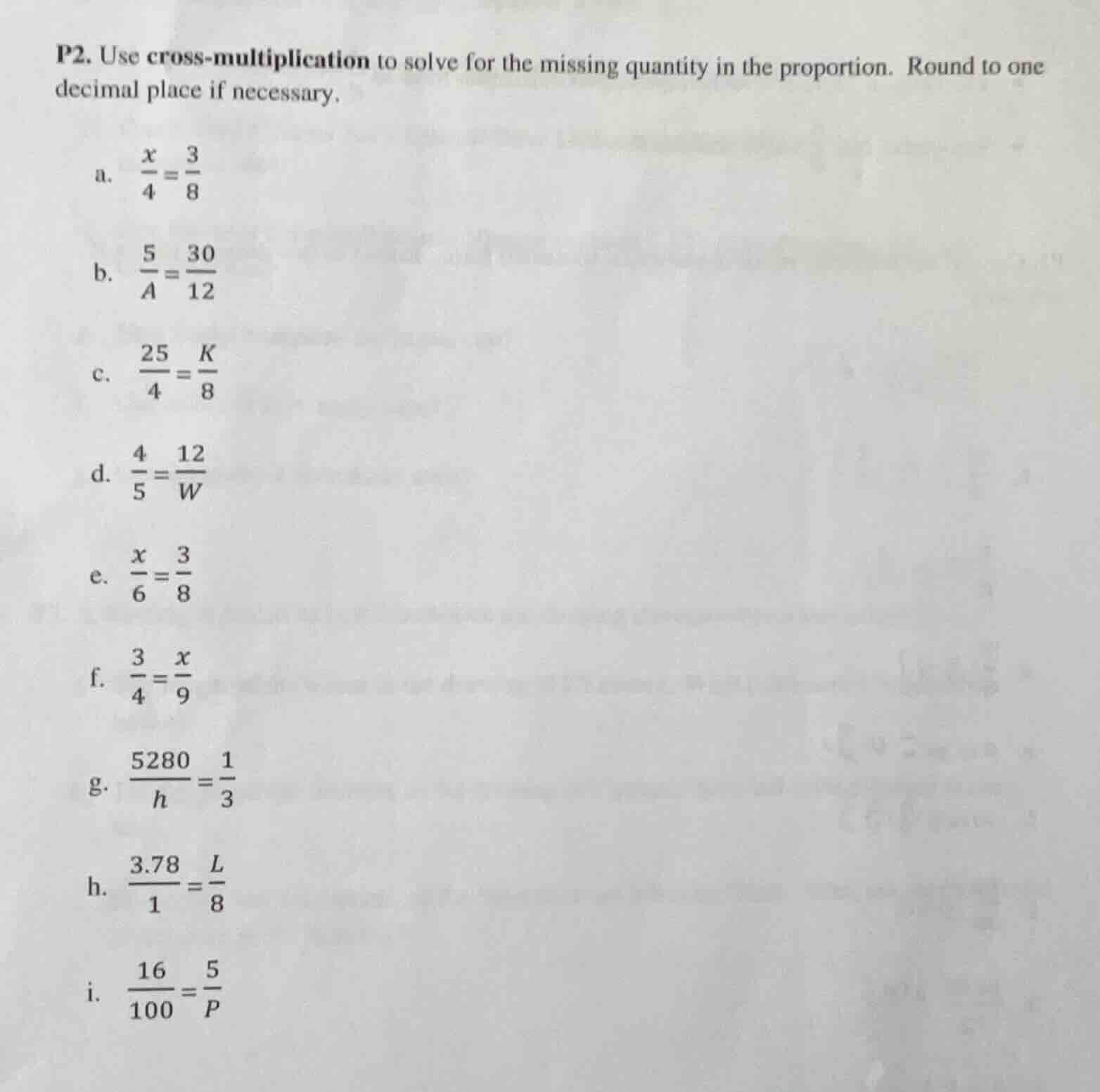 p2. use cross - multiplication to solve for the missing quantity in the…