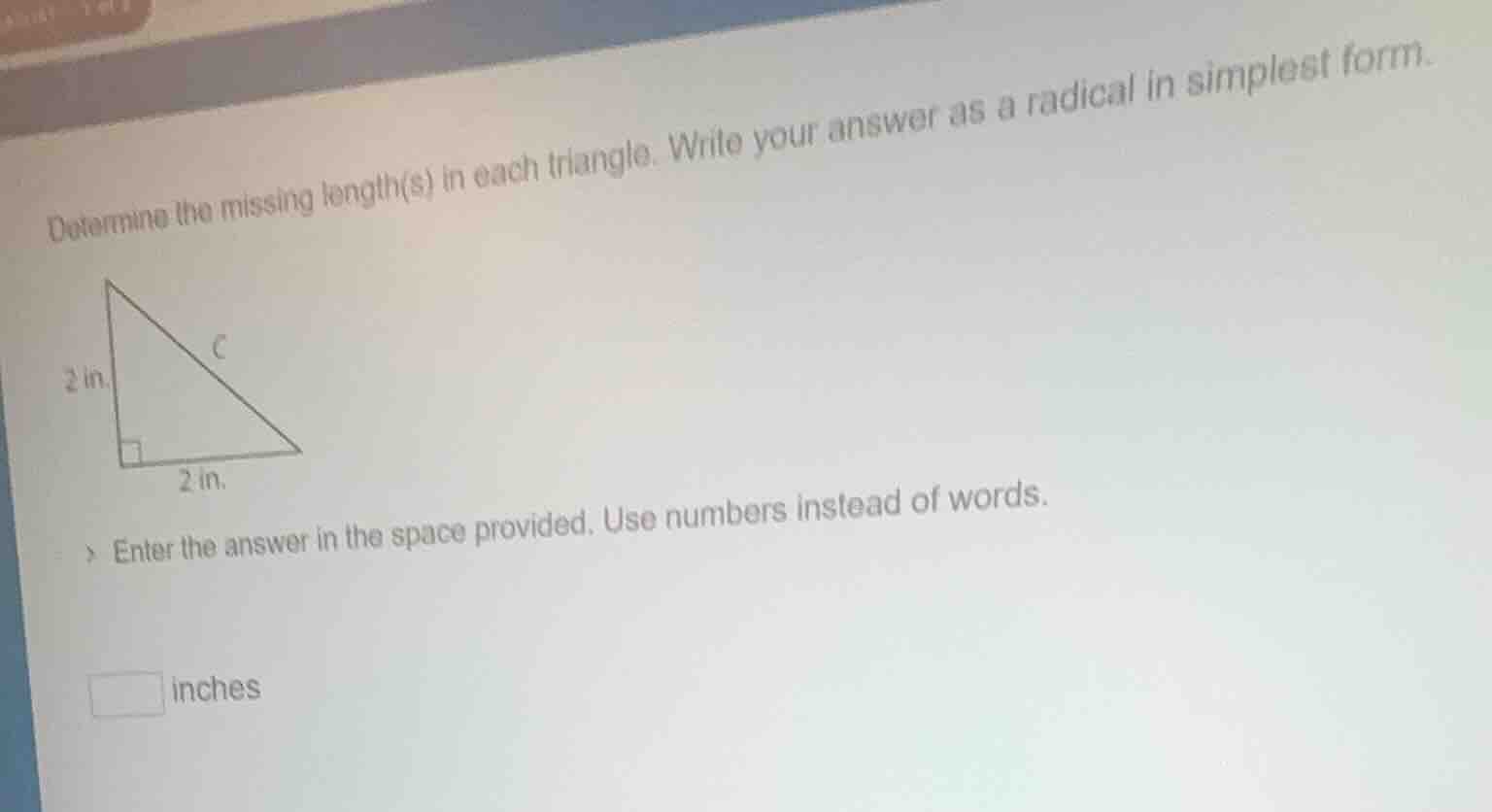 determine the missing length(s) in each triangle. write your answer as …