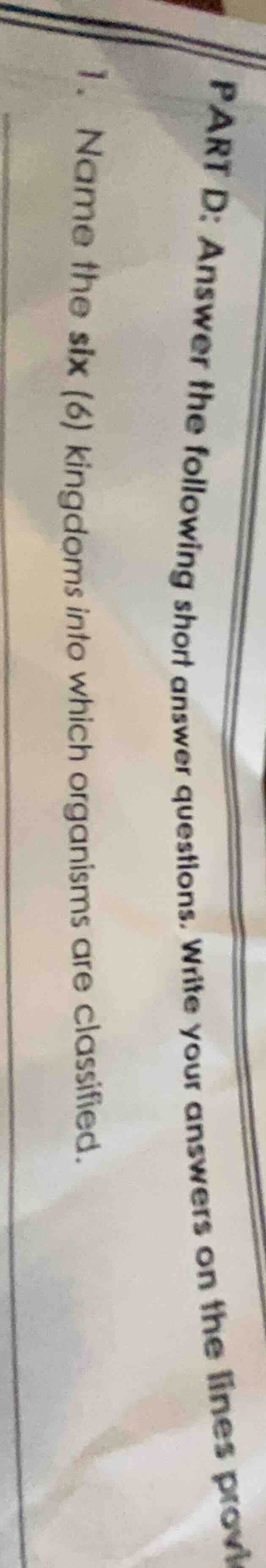 part d: answer the following short answer questions. write your answers…