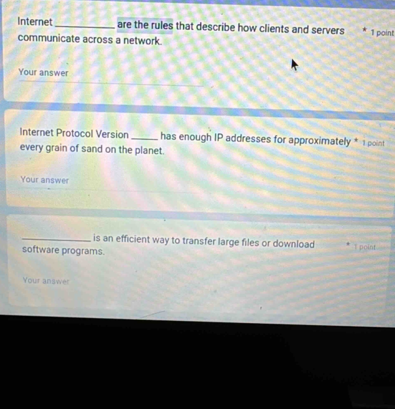 internet ________ are the rules that describe how clients and servers c…