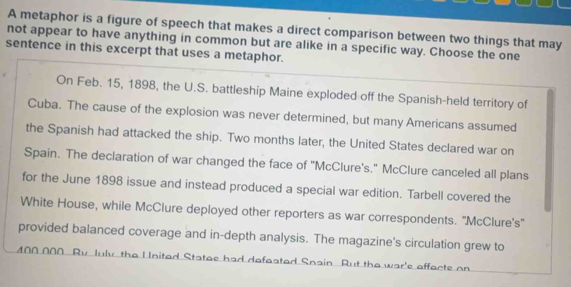a metaphor is a figure of speech that makes a direct comparison between…