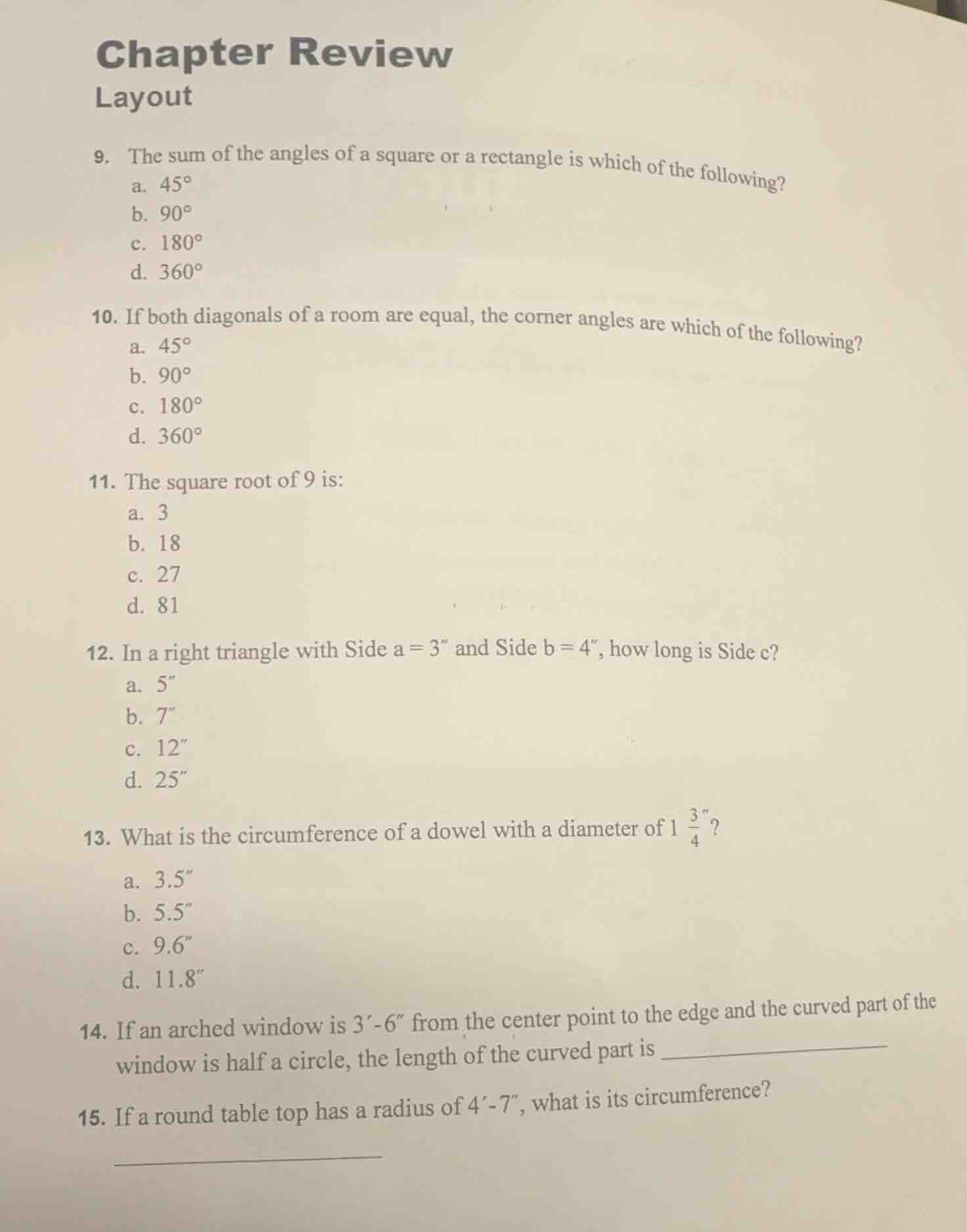 chapter review layout 9. the sum of the angles of a square or a rectang…