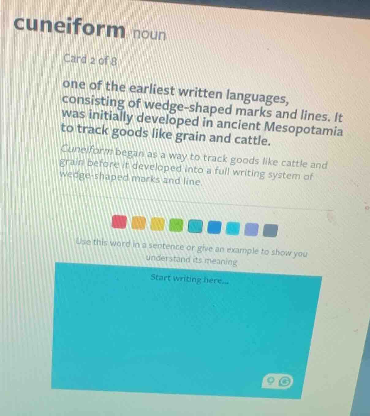 cuneiform noun card 2 of 8 one of the earliest written languages, consi…