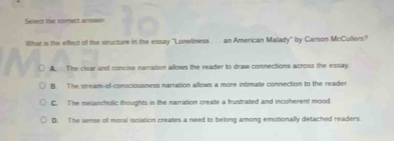 select the correct answer what is the effect of the structure in the es…