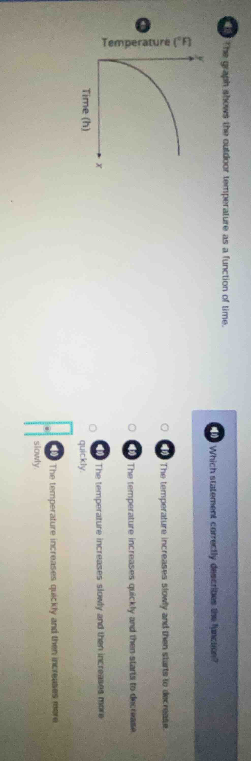 the graph shows the outdoor temperature as a function of time. which st…