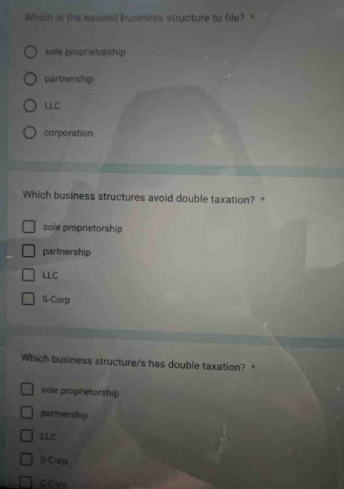 which is the easiest business structure to file? * ○ sole proprietorshi…