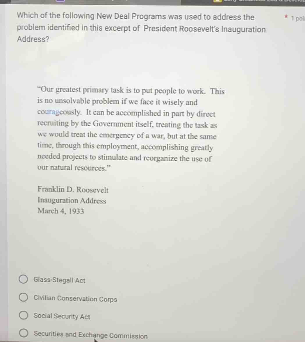 which of the following new deal programs was used to address the proble…
