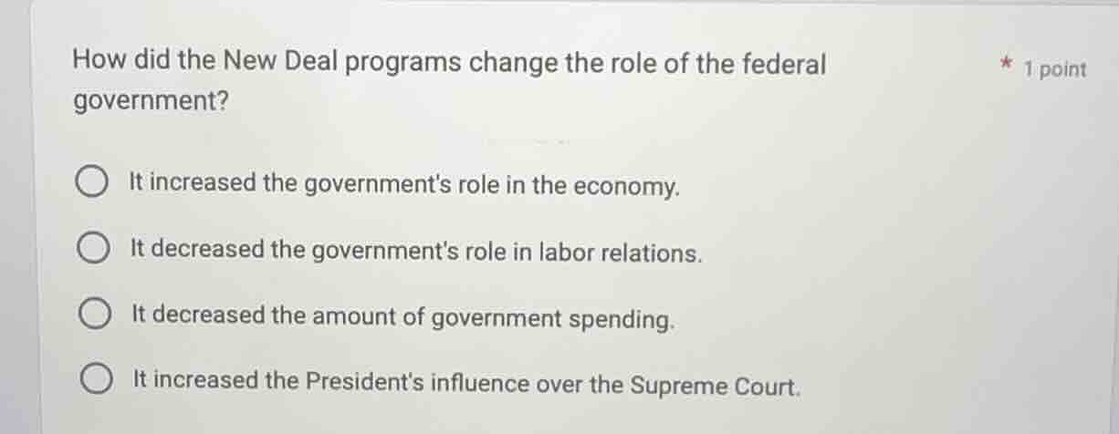 how did the new deal programs change the role of the federal government…