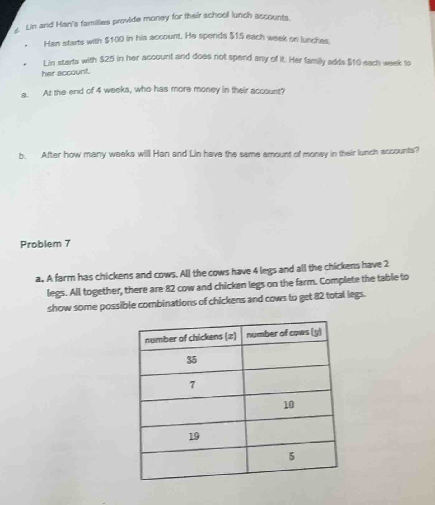 6. lin and han’s families provide money for their school lunch accounts…